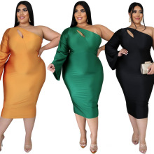 Cheapest Product Plus Size Women Party Dresses 5XL Sexy Fashion Woman Club Dress One Shoulder Women Hollow out Dress